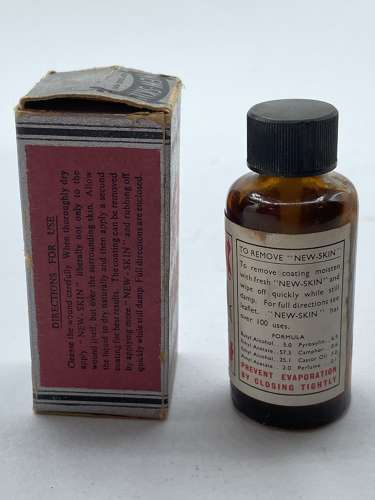WW2 British Pharmaceutical Boxed New Skin Bottle & Instructions