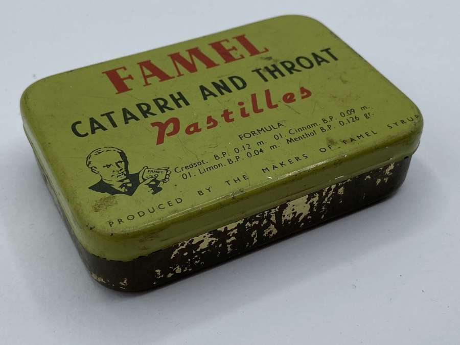 WW2 British Pharmaceutical Home Front Famel Throat Pastilles Tin