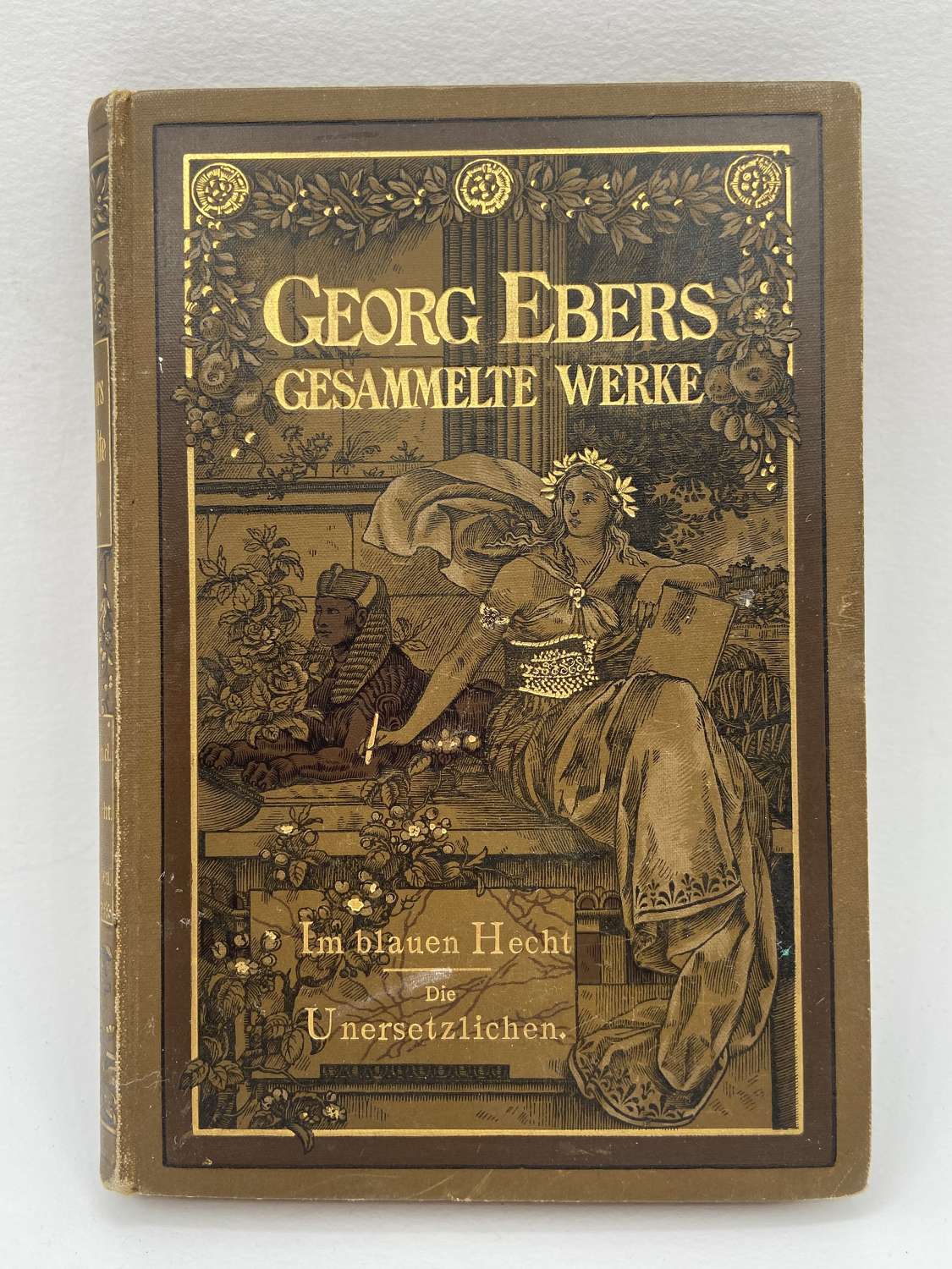 Antique Beautiful Cover 1880s Georg Ebers Gesammelte Werke In The Blue