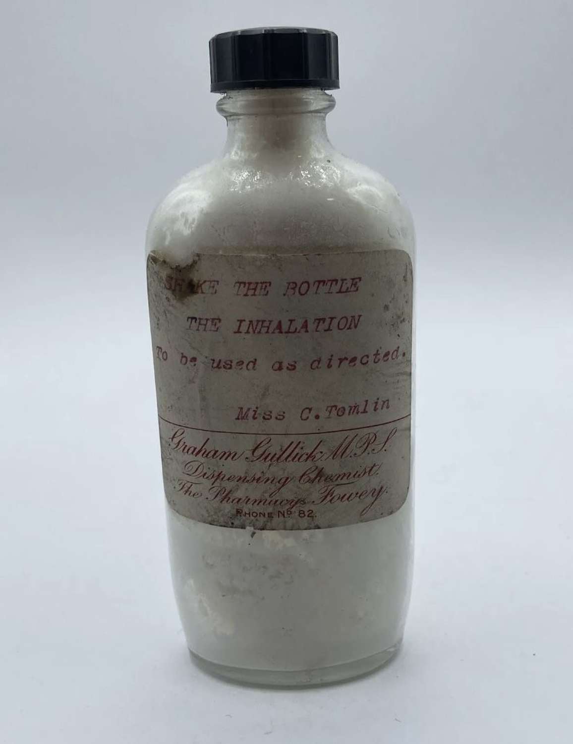 WW1 Era British Medical Home Front The Inhalation Bottle & Contents ￼