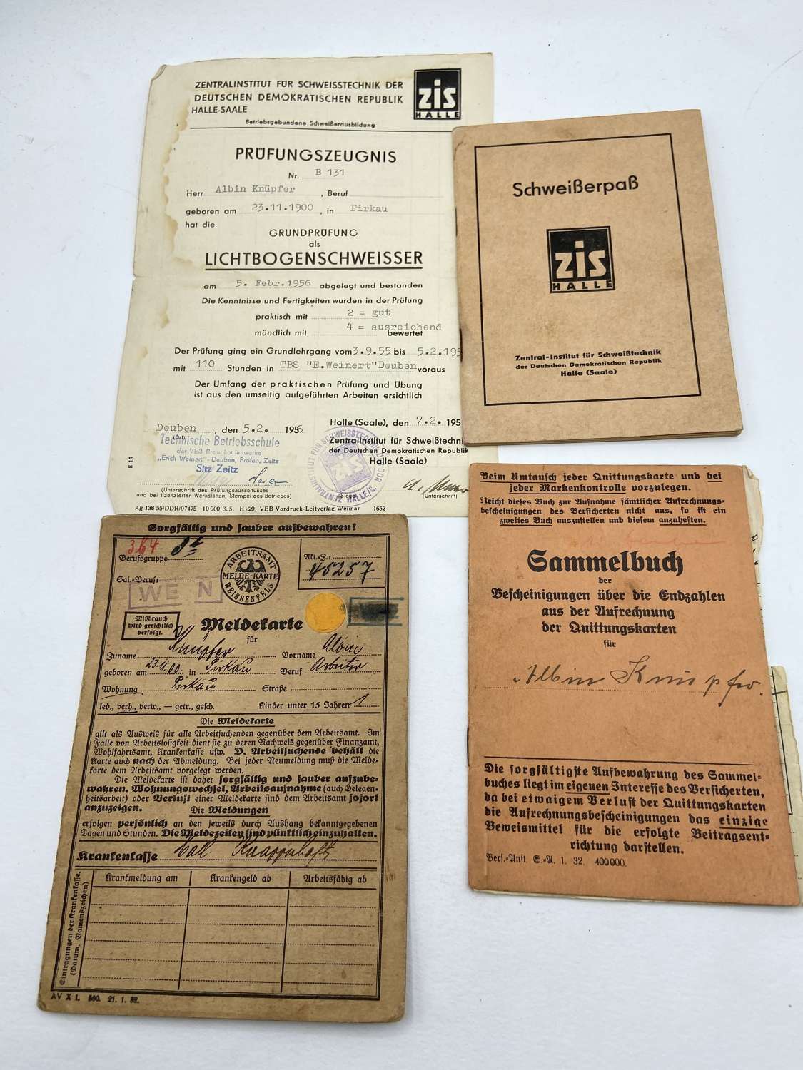 WW2 German Home Front War Work Factory Work Passes To Albin Knüpfer