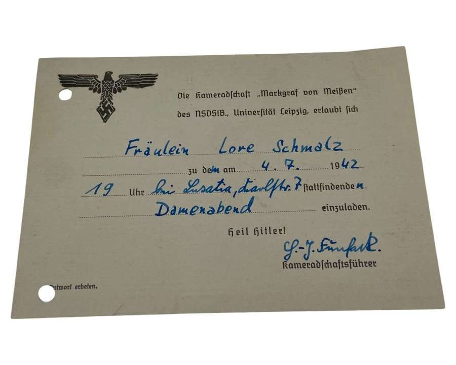 WW2 Nationalsozialistischer Deutscher Studentenbund 1942 Leipzig Uni