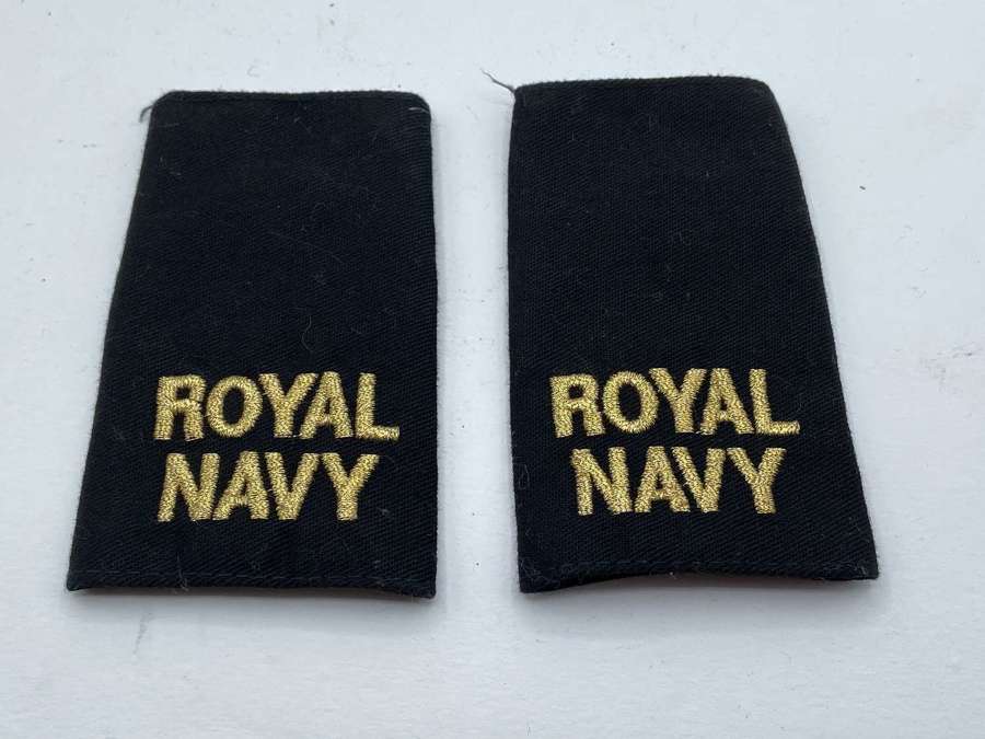 Post WW2 Pair Of Bullion Wire Royal Navy Able Rate’s Black Epaulettes