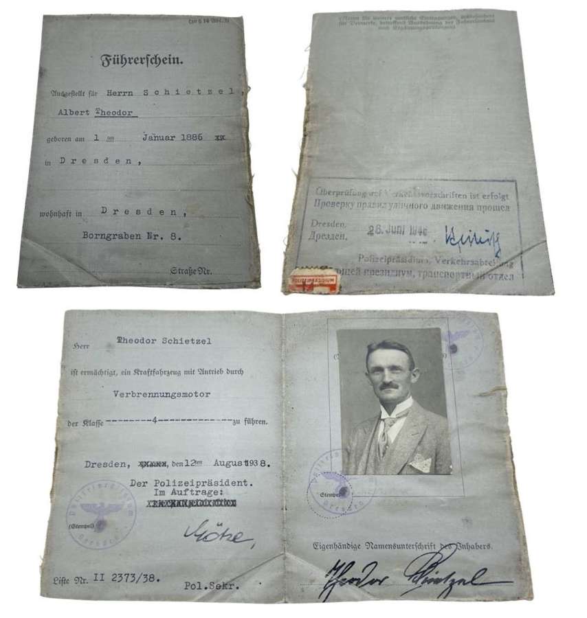WW2 German Civilian Fabric Driving License Dresden Albert Theodor