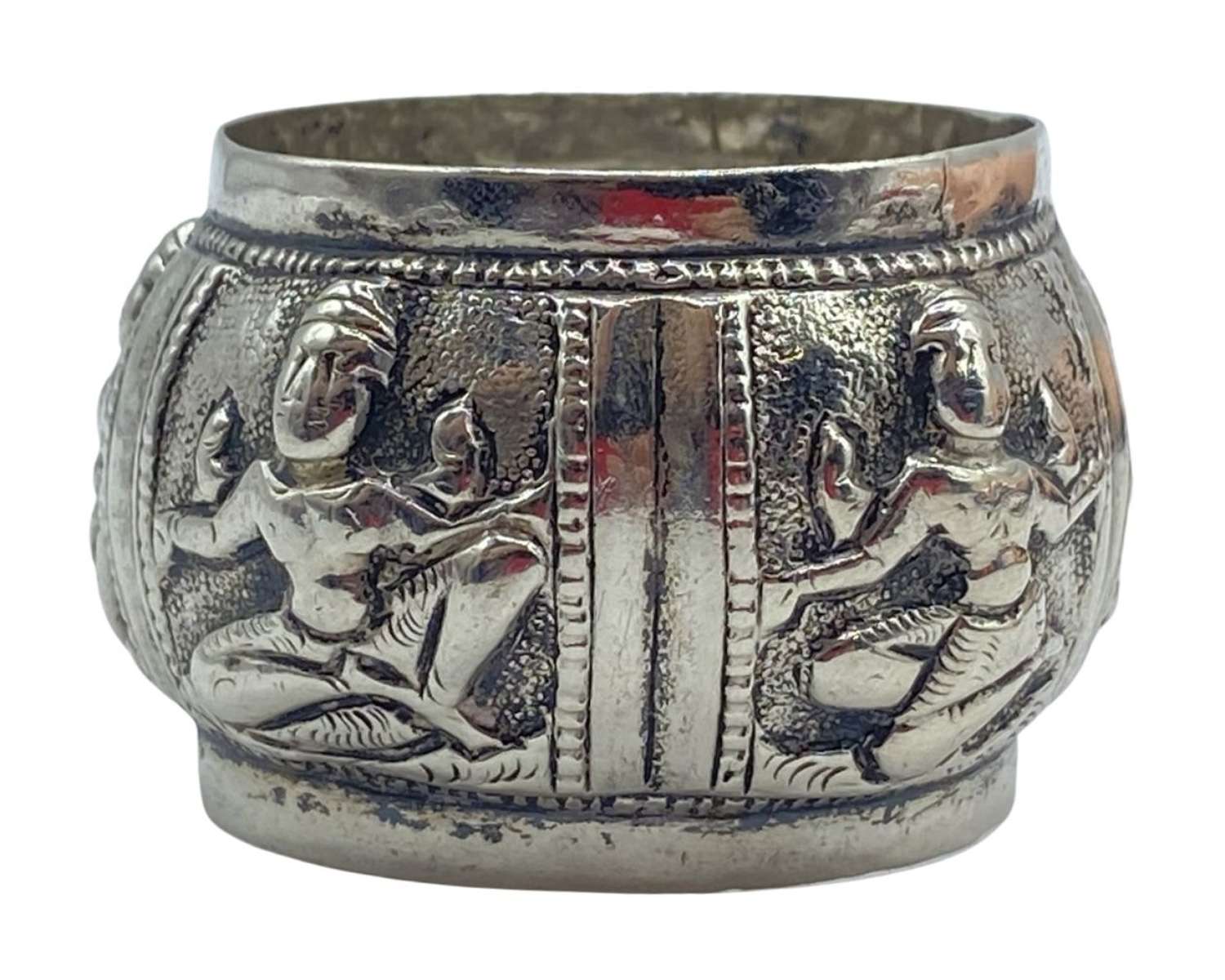 Antique Sterling Silver Napkin Ring 27g British India Hinduism Shiva