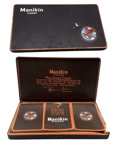 WW2 Era British Officers RAF Pegasus Manikan Cigars Tin & Packing