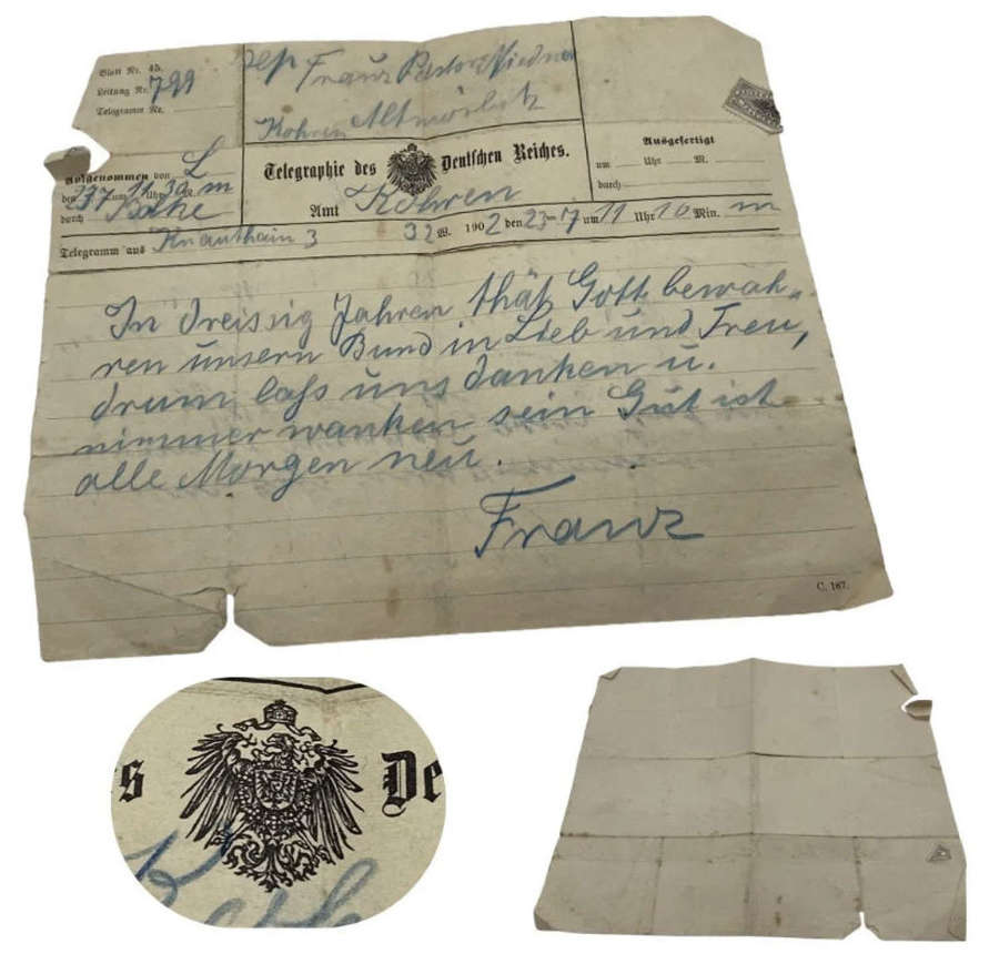 Rare 2nd Boer War 1902 German Telegram From Pastor Franz Niednor