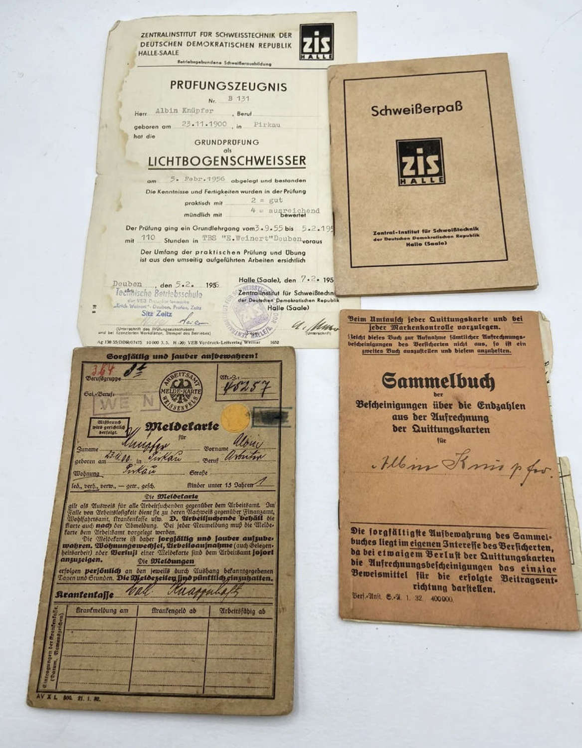 WW2 German Home Front War Work Factory Work Passes To Albin Knüpfer be