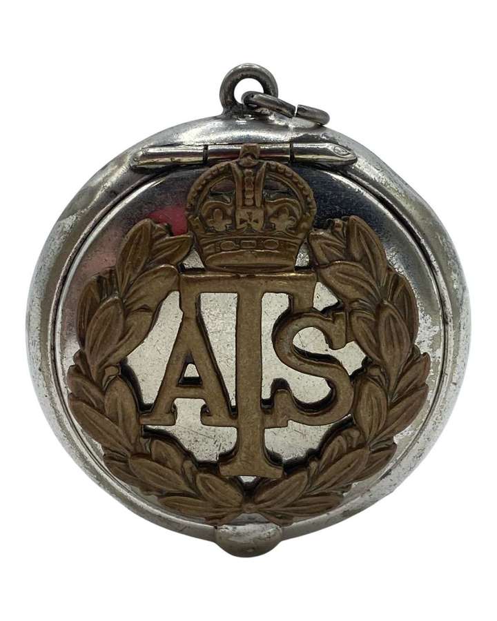 WW2 Auxiliary Territorial Service ATS Silver Plate Pill Box Pendant