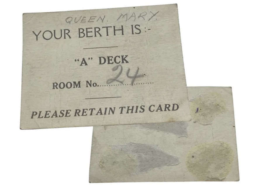 WW2 British Troop Berthing Card Queen Mary