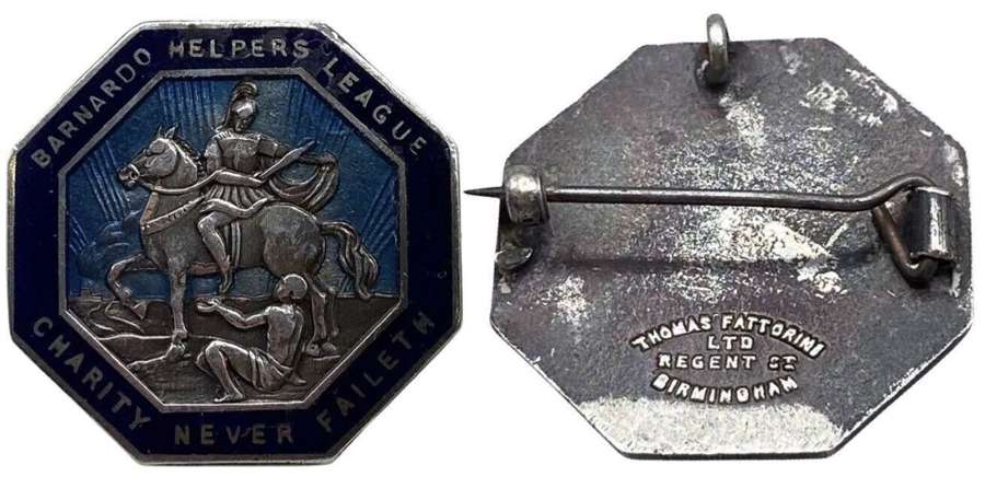 WW2 1940s British Barnados Helpers League Enamel & Silver Badge