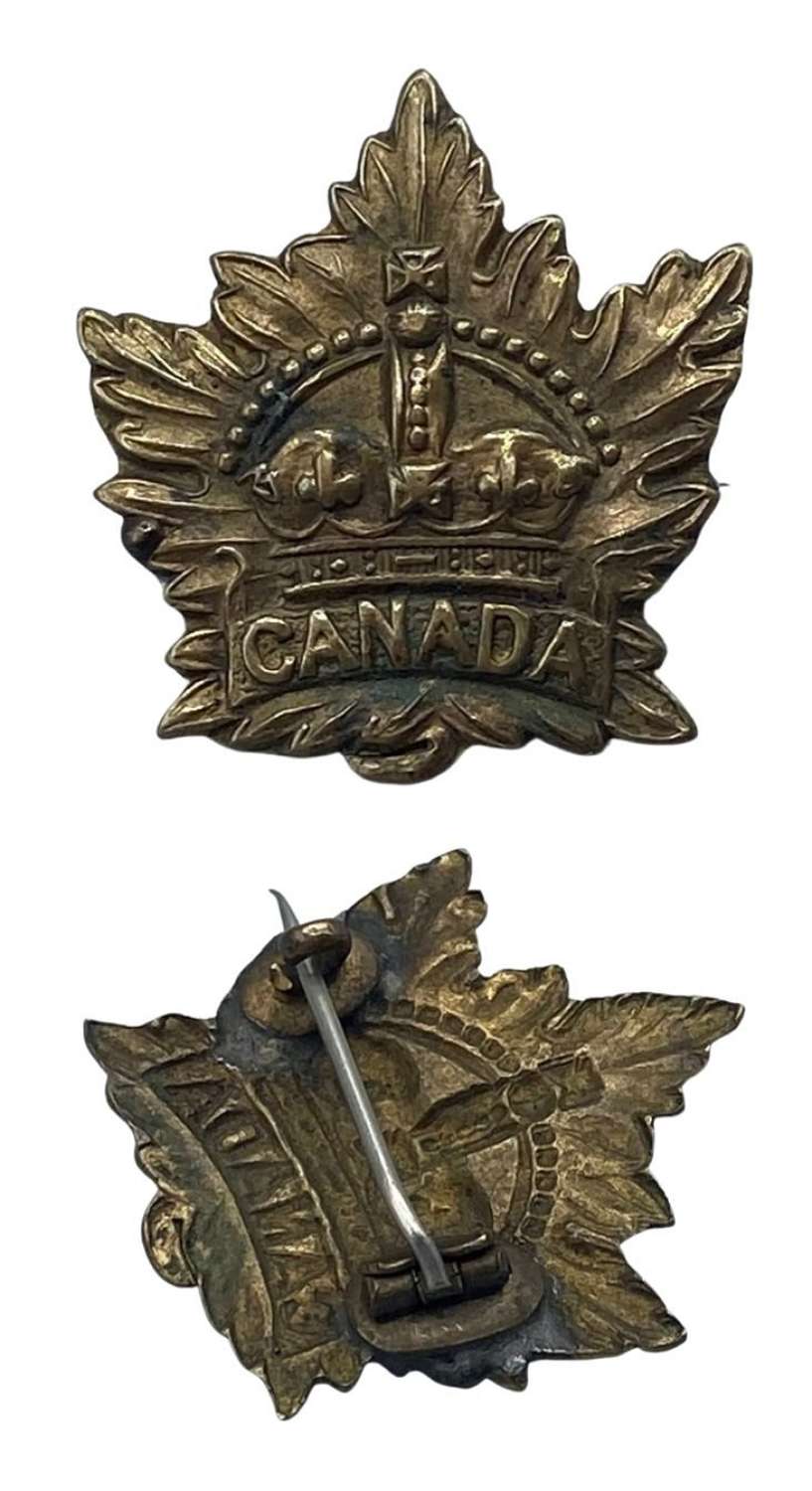 WW1 Canadian Reg Commonwealth Sweetheart Maple Leaf Kings Crown Brooch