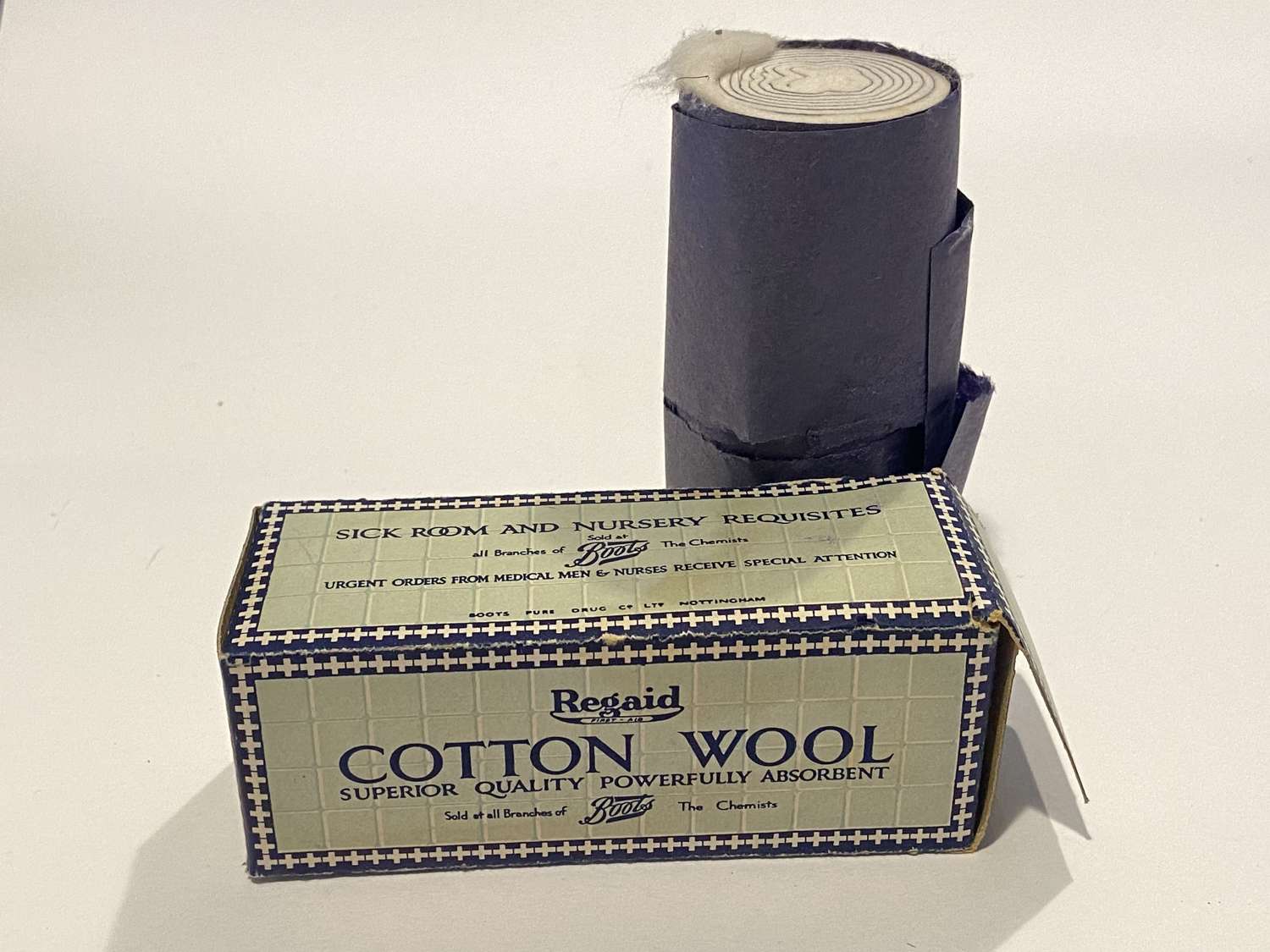 WW2 British Pharmaceutical Regain Cotton Wool In Orig Packing