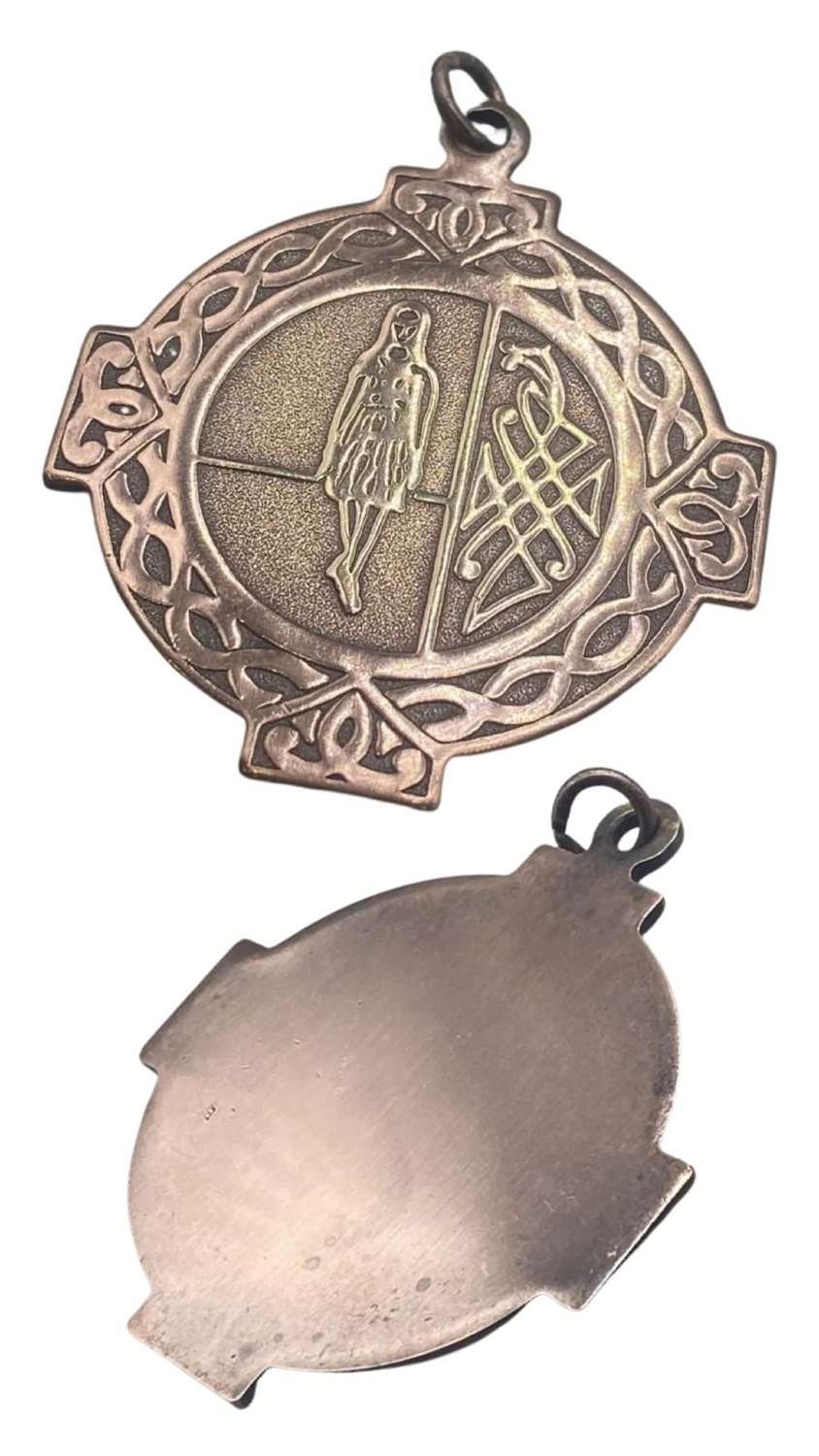 Art Nouveau Copper Nordic Viking Celtic Medal Fob Pendant Eriu Goddess
