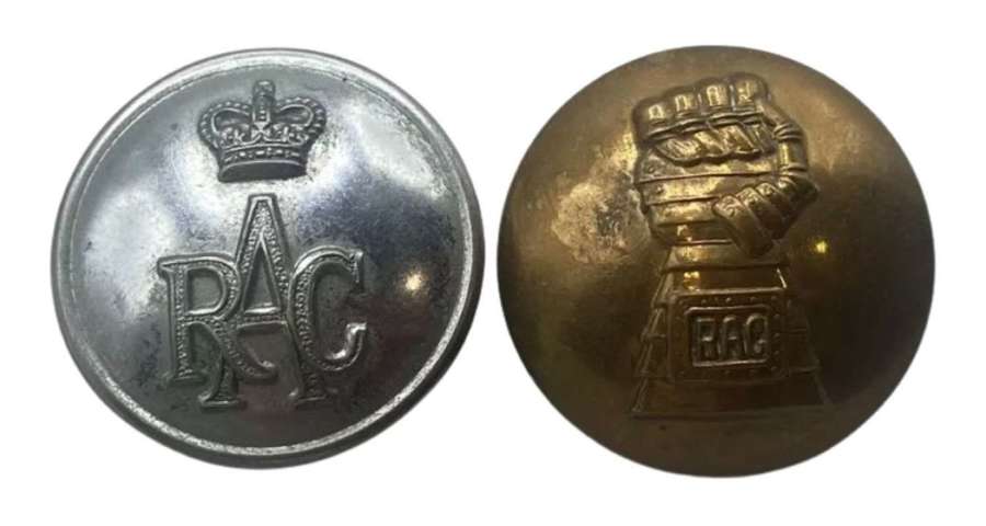 Pair Of WW2 British Army Royal Armoured Corps RAC Uniform Buttons