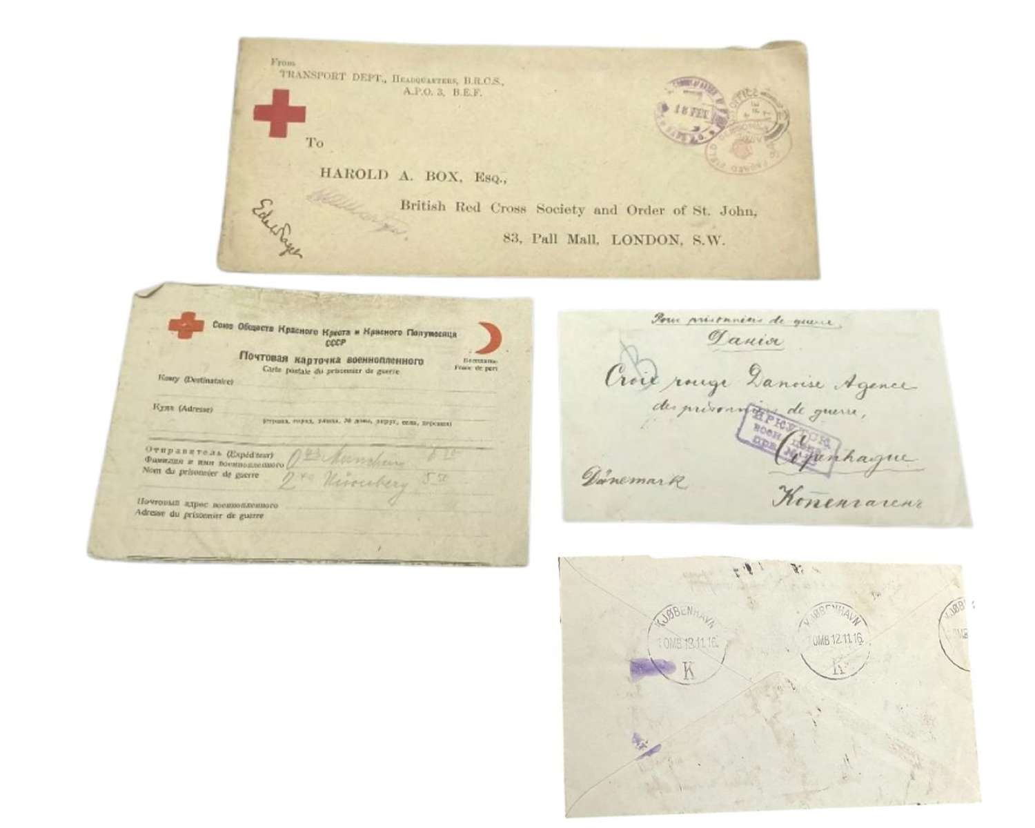 WW1 Russian Red Cross Prisoner Of War Letter & Envelopes lot