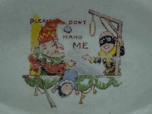 Edwardian 1910 Ceramic Baby Plate “Please Don’t Hang Me” Punch & Judy