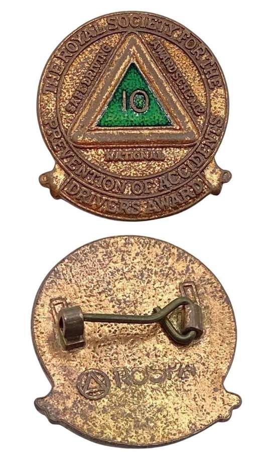 Vintage Royal Society, The Prevention Of Accidents Drivers Award Badge