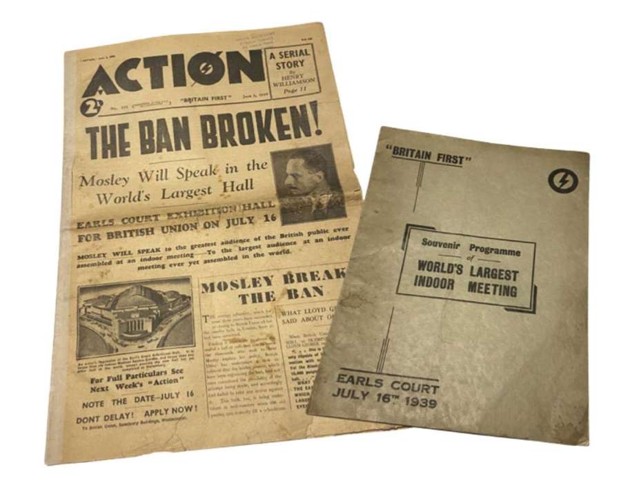 1939 British Union Of Fascists Largest Indoor Speech Programme & Paper