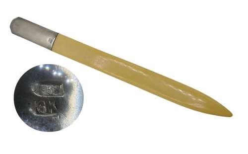 Egypt Revival Silver Kuttroff Gebrüder Guilloche Enamel Letter Opener