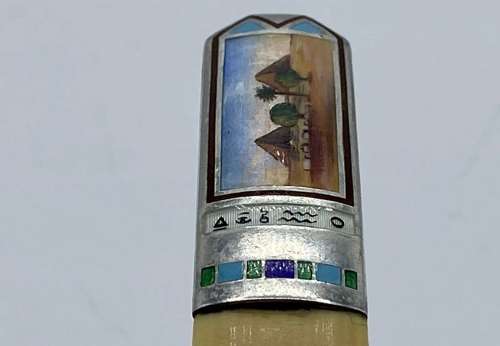 Egypt Revival Silver Kuttroff Gebrüder Guilloche Enamel Letter Opener