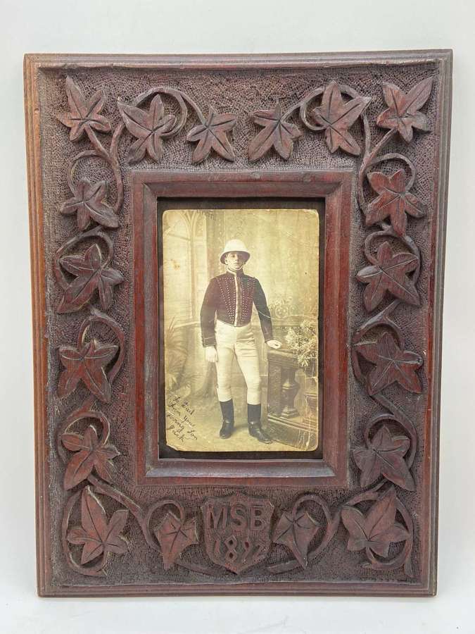 Vic British Army Photo & Frame Hand Carved Ivy MSB 1892 POW Trench Art