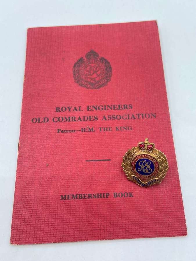 WW2 Royal Engineers Old Comrades Association Membership Book & Badge