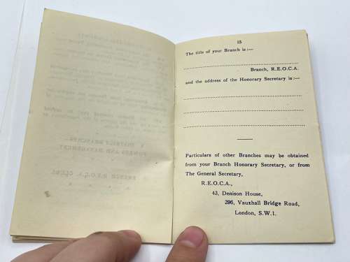 WW2 Royal Engineers Old Comrades Association Membership Book & Badge