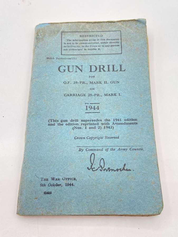WW2 Gun drill for Q.F. 25-pr, mark II gun on carriage 25-pr. 1944 Book
