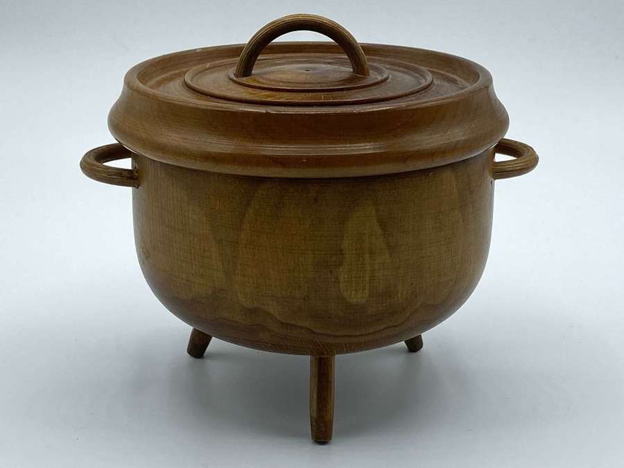 Antique Carved Wood Treen Witches Herbal Mixing Cauldron