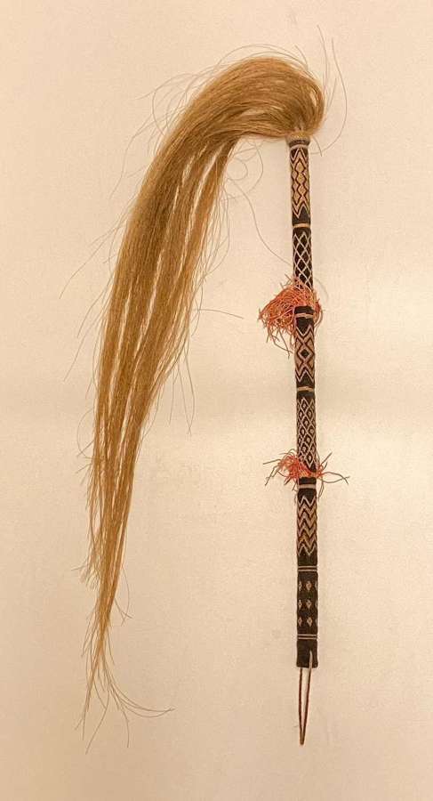 Antique 1920s Chinese Yi Of Yunnan Braided Horse Hair Fly Whisk