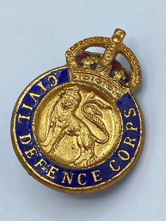 WW2 British Civil Defence Kings Open Crown Enamel Badge, Firmin London