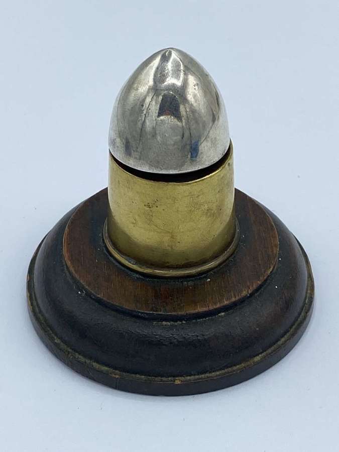 WW1 British Officers Trench Art Brass & Silver Topped Inkwell