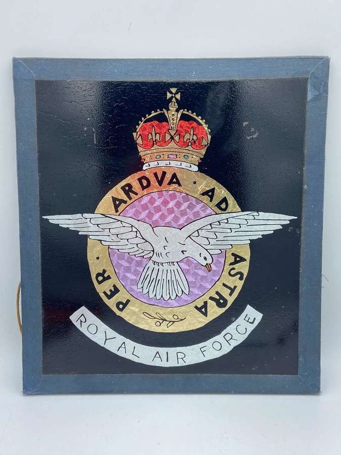WW2 British Royal Air Force Per Ardva Ad Astra Emblem Glass Plaque
