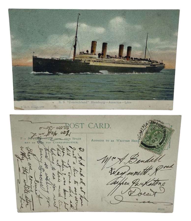 Antique 1907 White Star Line Interest SS Deutschland Postcard