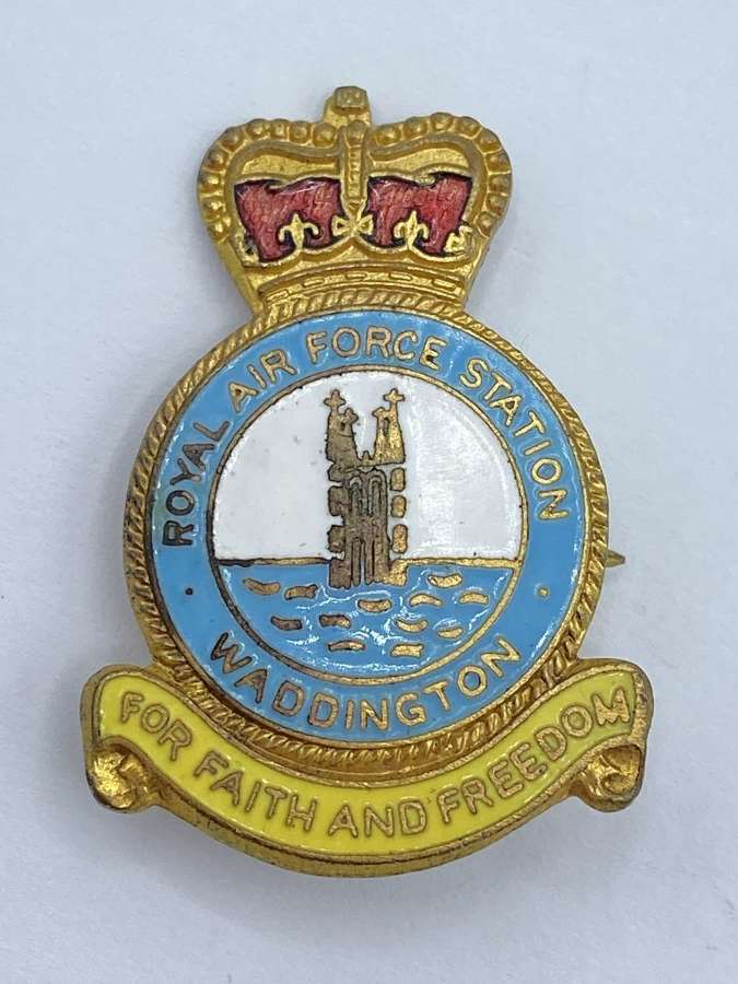 Post WW2 Royal Air Force Waddington For Faith And Freedom Enamel Badge