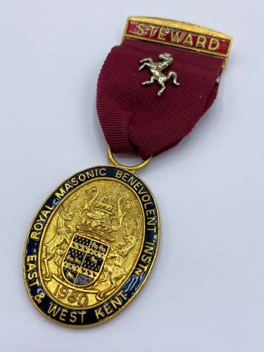 1980 Royal Masonic Benevolent Institution East & West Kent Medal & Box