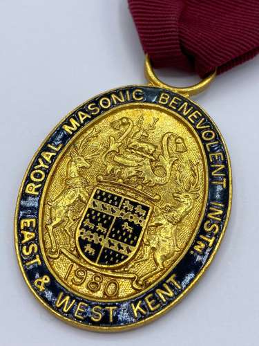 1980 Royal Masonic Benevolent Institution East & West Kent Medal & Box
