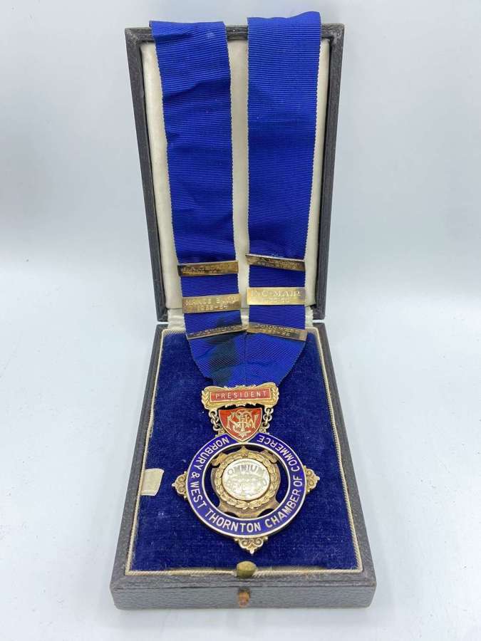 Vintage Silver Norbury & West Thornton Chamber Of Commerce Medal & Box