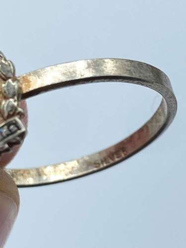 WW2 British Silver & Enamel Royal Engineers Sweetheart Ring Size N