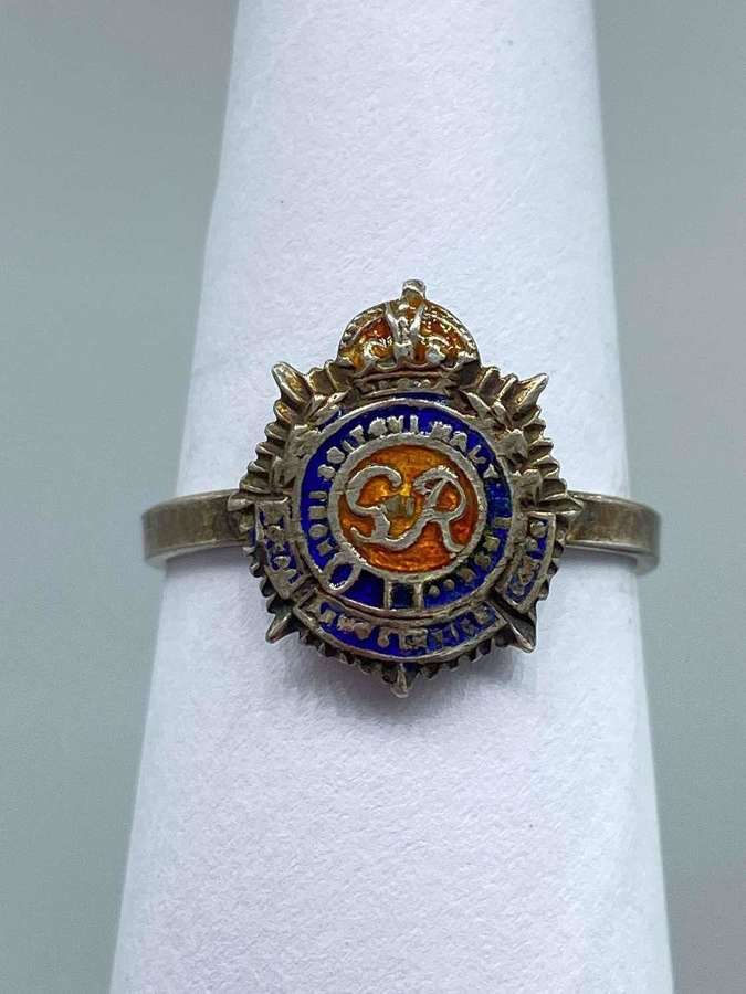 WW2 Silver & Enamel Royal Army Service Corps Sweetheart Ring Size N1/2