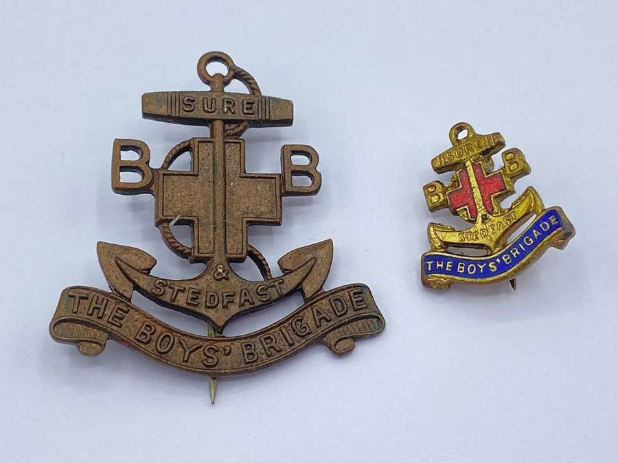 Pair Of WW2 British Boys Brigade Voluntary Uniformed Youth Badges