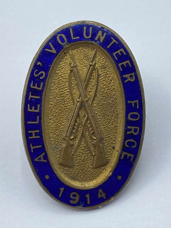 WW1 British Athletes Volunteer Force 1914 Enamel Badge