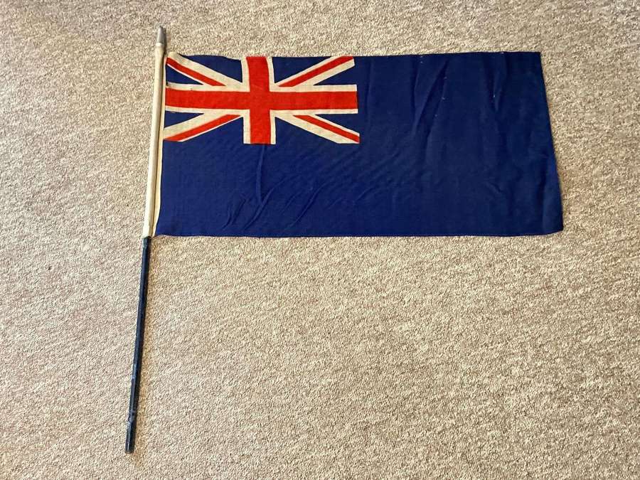 WW2 British Hand Held Royal Navy Large Blue Ensign Flag