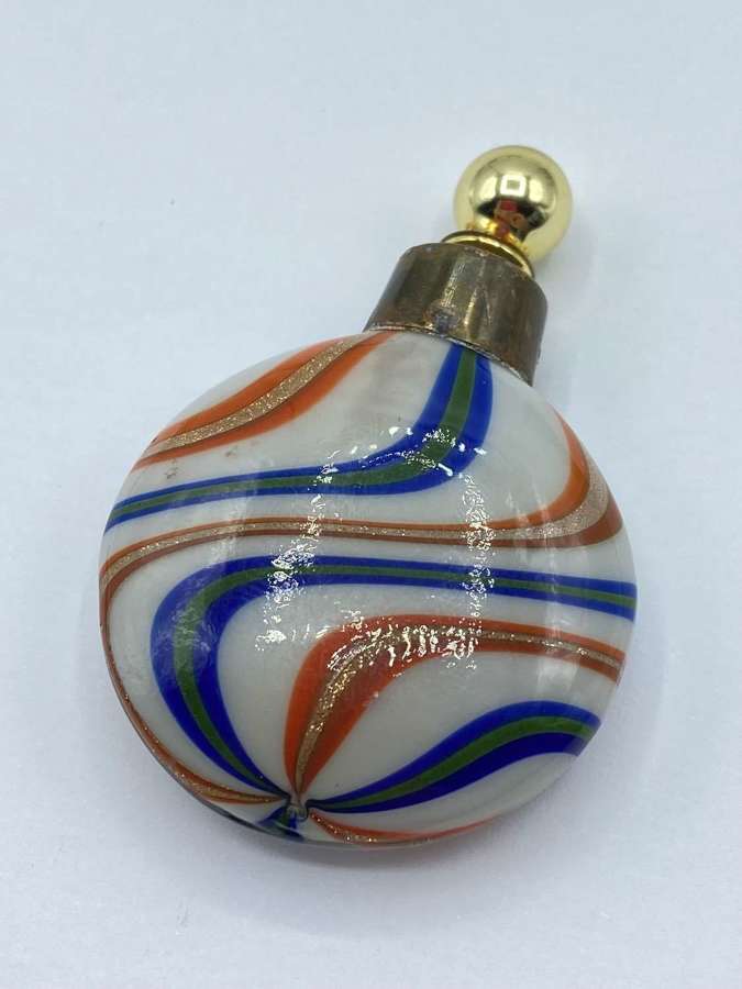 Antique German Blown Glass Canes & Brass Miniature Perfume Bottle