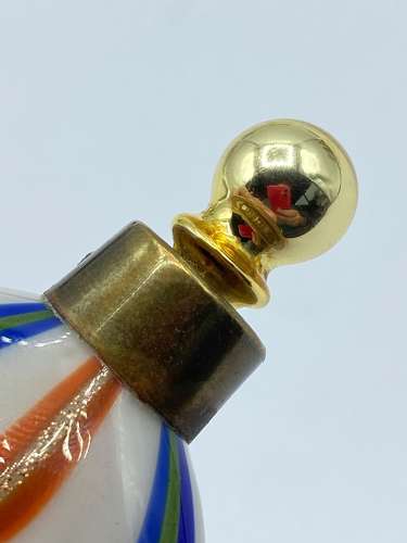Antique German Blown Glass Canes & Brass Miniature Perfume Bottle