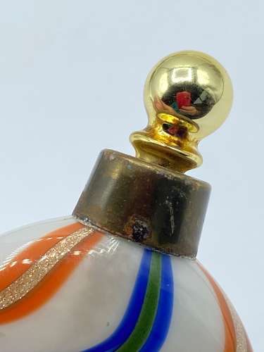 Antique German Blown Glass Canes & Brass Miniature Perfume Bottle