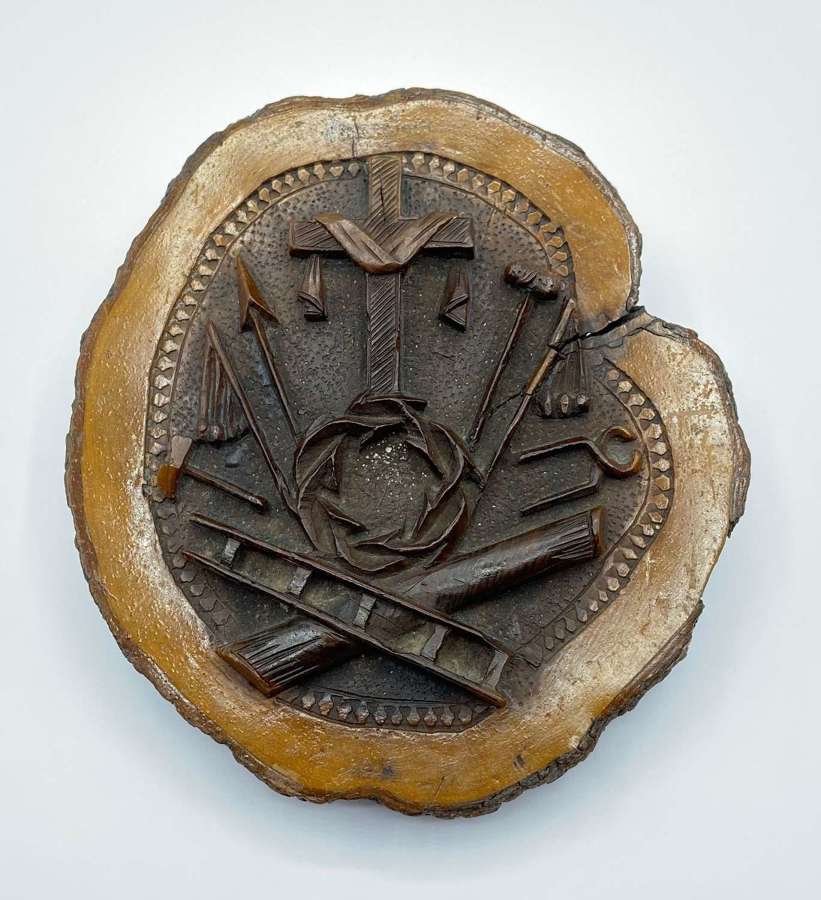 Antique Hand Carved Jerusalem Religious Cross Olive Wood Stump