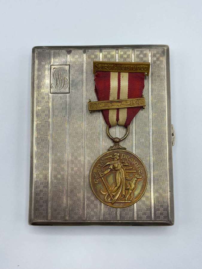 WW2 Irish Emergency Medal & Silver Ulster Home Guard Cig Case