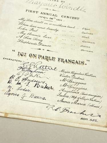 Antique 1921 St Martins Choral Society Water Colour Signed Programme
